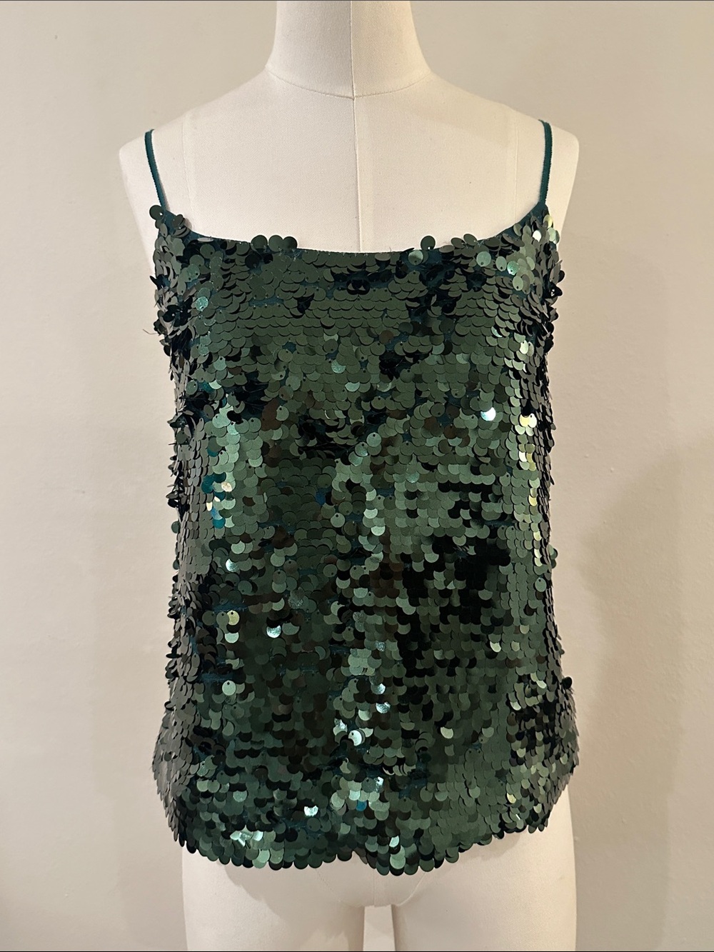 J. Crew Emerald Green Sequin Spaghetti Strap Camisole